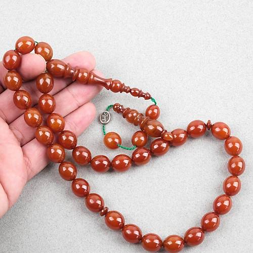 Skma Kehribar Usta i mzal Tombul Beyzi Kesim 12x14mm Tesbih