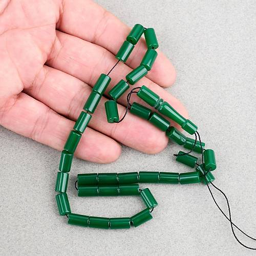 S�kma Kehribar Kesme Kesim 6x10mm Tesbih P�sk�ls�z- Ye�il