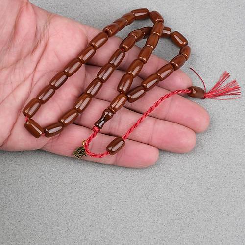 Omari S�kma Kehribar F��� Kesim Oturtma �mameli Sistemli 7x11mm Tesbih