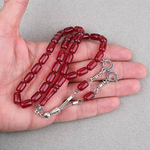 S�kma Kehribar Kaps�l Kesim Alpaka P�sk�ll� 7x11mm Tesbih