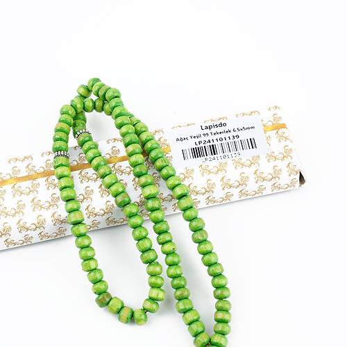 Aa Yeil Habbe 99luk Tekerlek Kesim 6.5x5mm Namaz Tesbihi