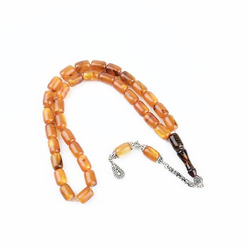 S�kma Kehribar Sedefli Alpaka P�sk�l Kaps�l Kesim 8x11.5mm Tesbih