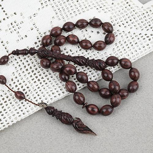 Kral A�ac�  Usta ��i �mzal� �zel El ��i Oyma �mame ve Hitame Beyzi Kesim 9x12mm Tesbih