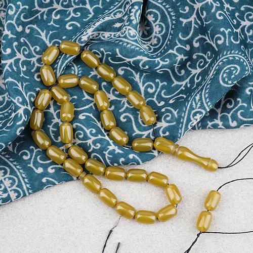 S�kma Kehribar Kaps�l Kesim 7x11mm Tesbih P�sk�ls�z Ya� Ye�ili