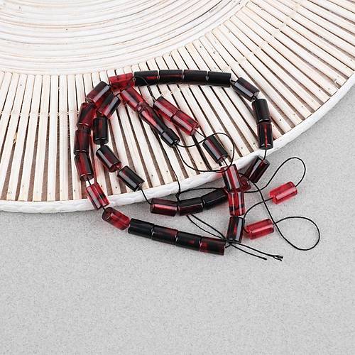 Ate� Kehribar Kesme Kesim 7x11mm Tesbih -Bordo