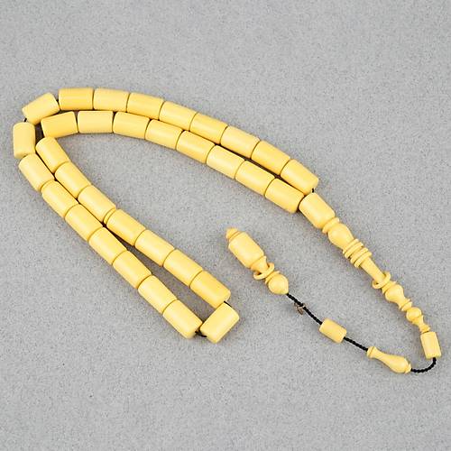 Kadim Katalin Eski Sar� Mahjon Ta�� Obje D�nem Usta ��i �mzal� Kesme Kesim 8x12mm Tesbih