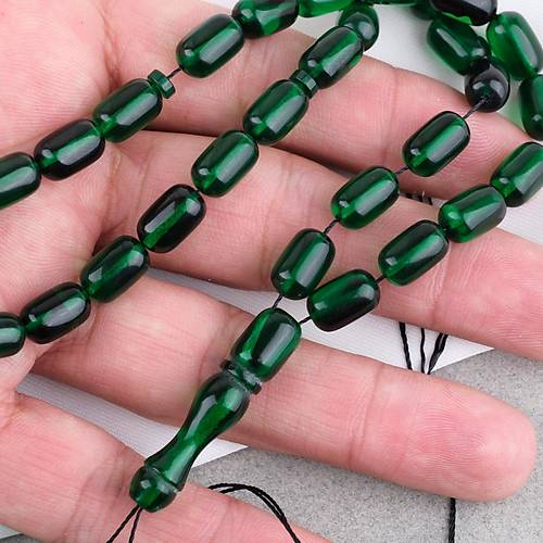 S�kma Kehribar Kaps�l Kesim 7x11mm Tesbih P�sk�ls�z Koyu Ye�il