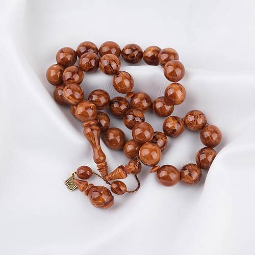 S�kma Kehribar �ekoslovak Usta ��i �mzal� K�re Kesim 13mm Tesbih