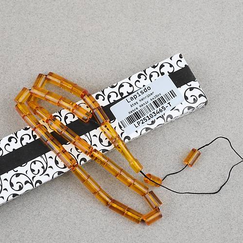 Ate� Kehribar Kesme Kesim 6x10mm Tesbih P�sk�ls�z