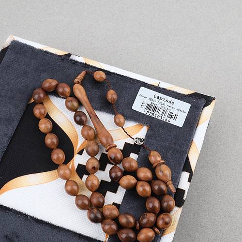 Thuya Burl A�ac� Do�al Kekik Kokulu Usta ��i �mzal� Beyzi Kesim 10x13mm Tesbih