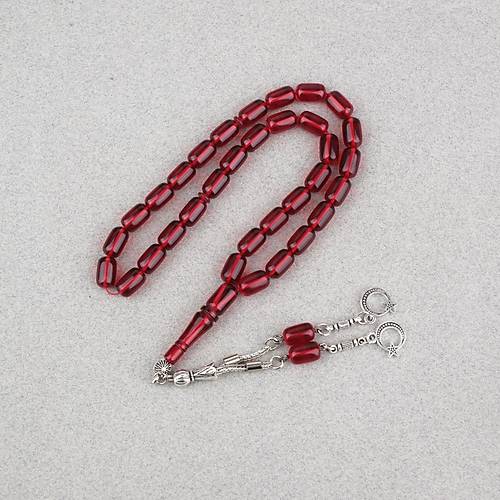 S�kma Kehribar Kaps�l Kesim Alpaka P�sk�ll� 7x11mm Tesbih