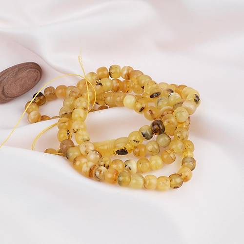 Damla Kehribar 99luk Tekerlek Kesim 7.5x6.5mm Namez Tesbihi