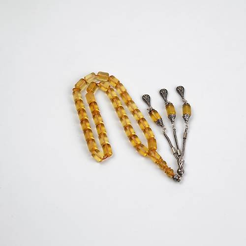 Su Damlas Doal Kaya Damla Kehribar 925Ayar 3Sallant Gm Pskl Kapsl Kesim 7x10mm Tesbih