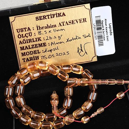 Alman Katalin Simli Usta i Kapsl Kesim 8.5x11mm Tesbih - effaf Simli