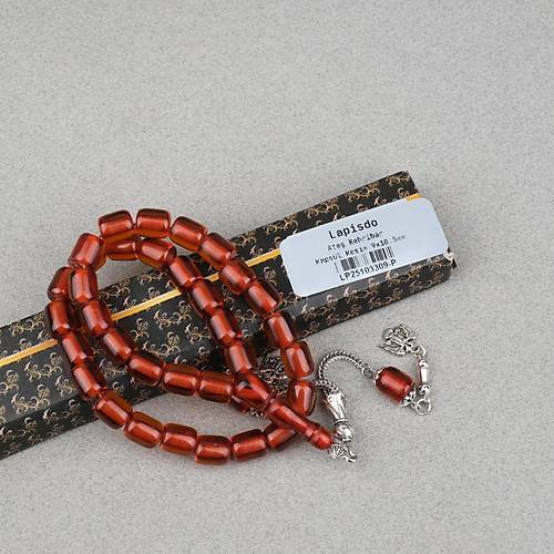 Ate� Kehribar Alpaka P�sk�ll� Kaps�l Kesim 9x10.5mm Tesbih - �effaf Bronz