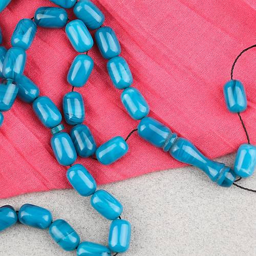 S�kma Kehribar Kaps�l Kesim 7x11mm Tesbih P�sk�ls�z Turkuaz Ye�ili