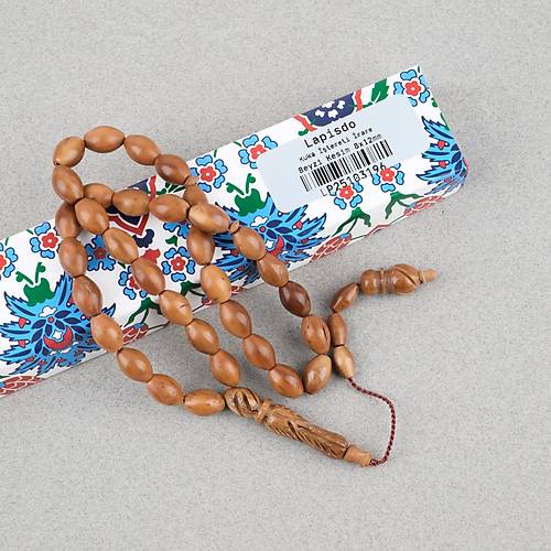 Kuka Ger�ek Do�al Lapisdo �mzal� ��lemeli �mame Beyzi Kesim 8x12mm Tesbih