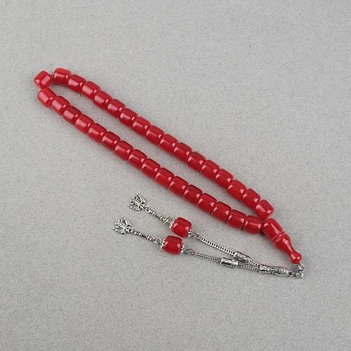 Katalin �ubuk Alpaka P�sk�ll� Kaps�l Kesim 10.5x11mm Tesbih -K�rm�z�