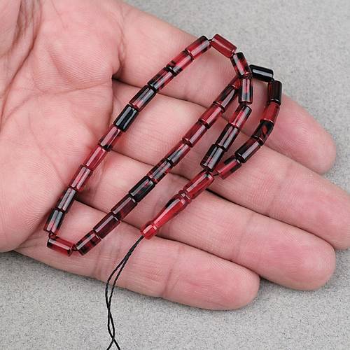 Ate� Kehribar Kesme Kesim 4x7mm Tesbih- Siyah-Bordo