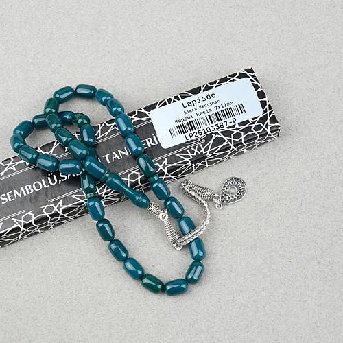 S�kma Kehribar Alpaka P�sk�ll� Kaps�l Kesim 7x11mm Tesbih- A��k Kahverengi