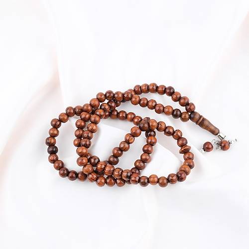 Meram Kavak 99luk K�re Kesim 7.5mm Namaz Tesbihi-Kahverengi