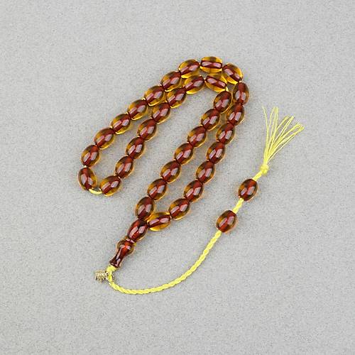 Omari Ate� Kehribar Beyzi Kesim Oturtma �mameli Sistemli 8.5x11mm Tesbih