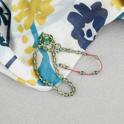 S�kma Kehribar Beyzi Kesim Sistemli Bilek Boy 5x8mm Tesbih Su Ye�ili