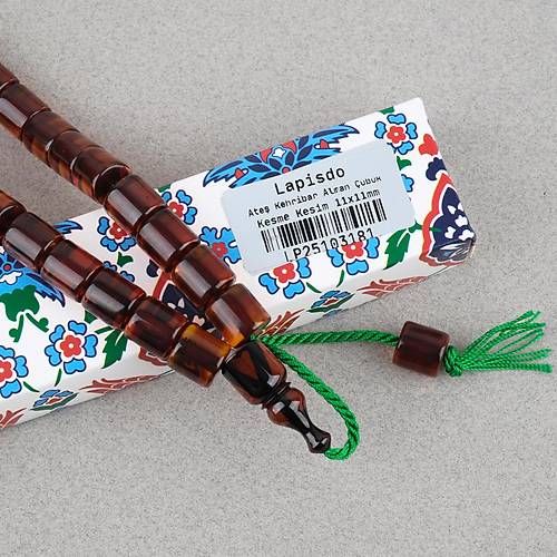 Ate� Kehribar Alman �ubuk Kesme Kesim 11x11mm Tesbih