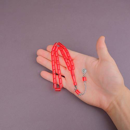 U�ak Cam� Kesme Kesim 7x10mm Tesbih Alpaka P�sk�ll�- �effaf K�rm�z�