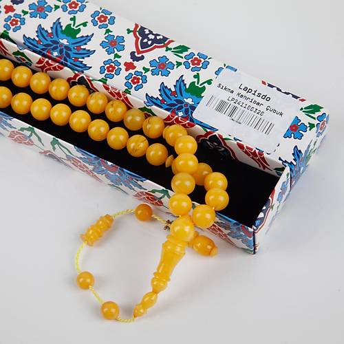 Skma Kehribar ubuk Kre Kesim 9.5mm Tesbih - Sar
