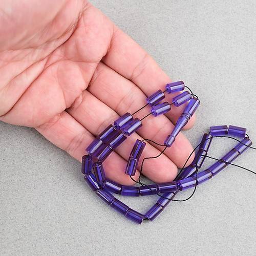 S�kma Kehribar Kesme Kesim 6x10mm Tesbih P�sk�ls�z Koyu Mavi