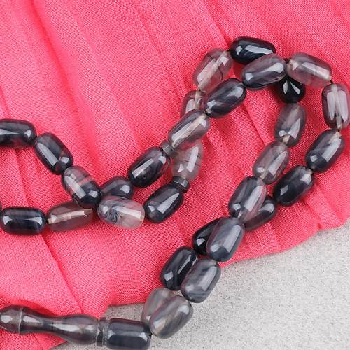 S�kma Kehribar Kaps�l Kesim Alpaka P�sk�ll� 7x11mm Tesbih Gri