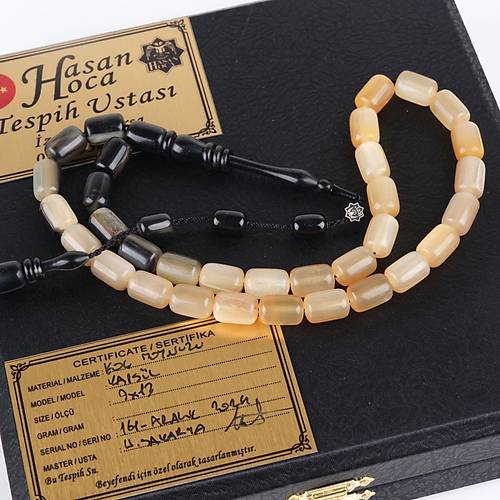 Ko Boynuzu Kapsl Kesim 9x13mm Tesbih - Siyah effaf Sar