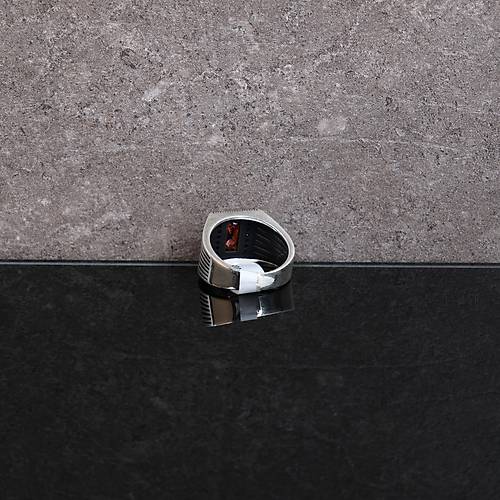Turuncu Granit - Mikro Zirkon 925Ayar Gm Erkek Yzk