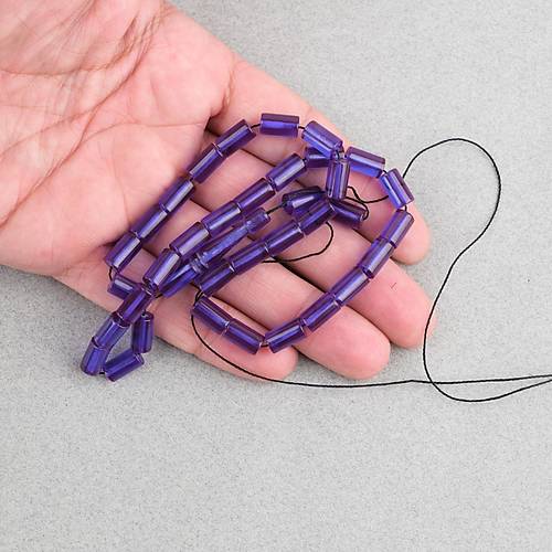 S�kma Kehribar Kesme Kesim 6x10mm Tesbih P�sk�ls�z Koyu Mavi