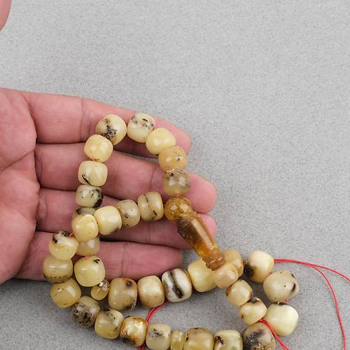 Damla Kehribar Tekerlek Kesim 12x11mm Tesbih