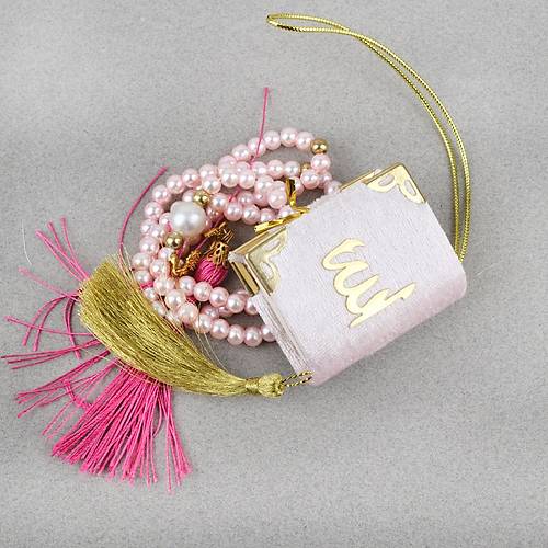 Fanus ��erisinde Mini Kuran ve Tesbih Seti