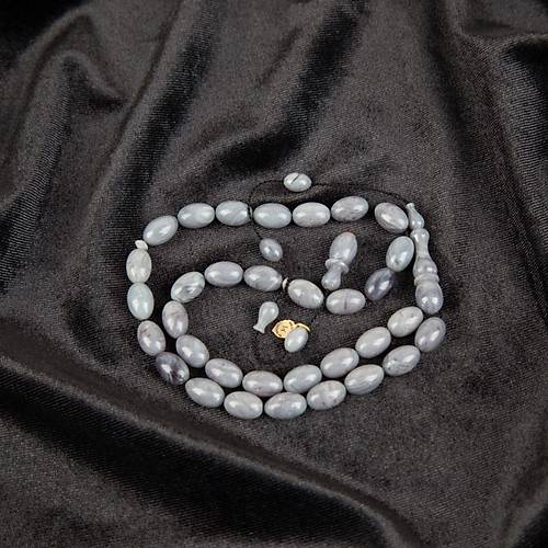 Katalin Beyzi Kesim 7.5x11 mm Tesbih - Gri