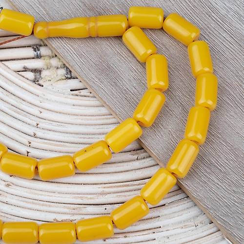 S�kma Kehribar Kaps�l Kesim 7x12mm Tesbih - Hardal Sar�s� P�sk�ls�z