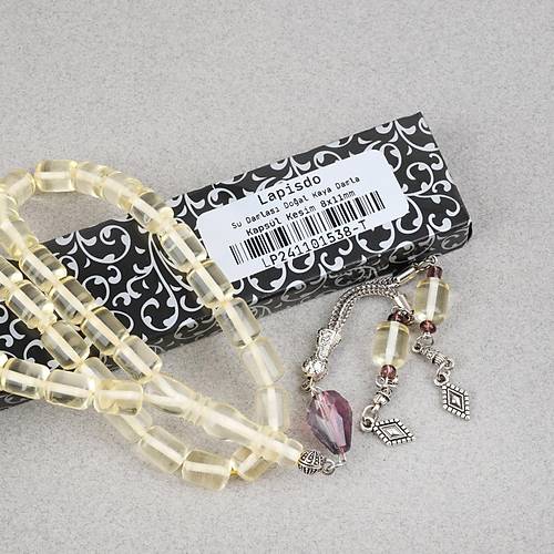 Su Damlas� Damla Kehribar Alpaka P�sk�l Kaps�l Kesim 8x11mm Tesbih