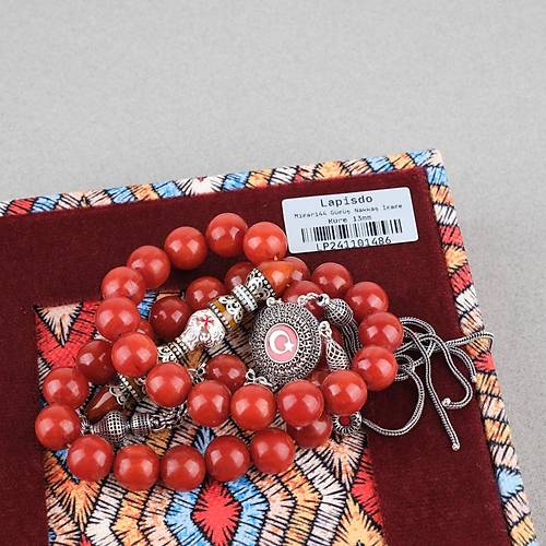 S�kma Kehribar 925Ayar G�m�� P�sk�l �zel G�m�� Nak�� �mame K�re Kesim 13mm Tesbih