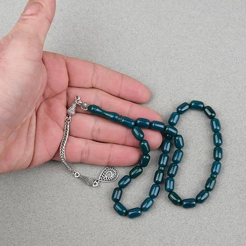 S�kma Kehribar Alpaka P�sk�ll� Kaps�l Kesim 7x11mm Tesbih- A��k Kahverengi