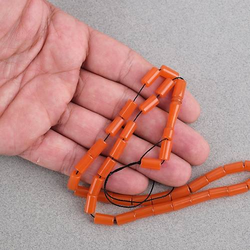 S�kma Kehribar Bilek Boy Kesme Kesim 5.5x10mm Tesbih-Turuncu