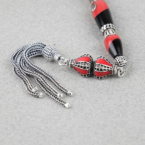 Erzurum Oltu 6 Yarma Katalin leme 925Ayar Gm Pskl, lemeli Nakka mame Kapsl Kesim 6.5x11mm Tesbih