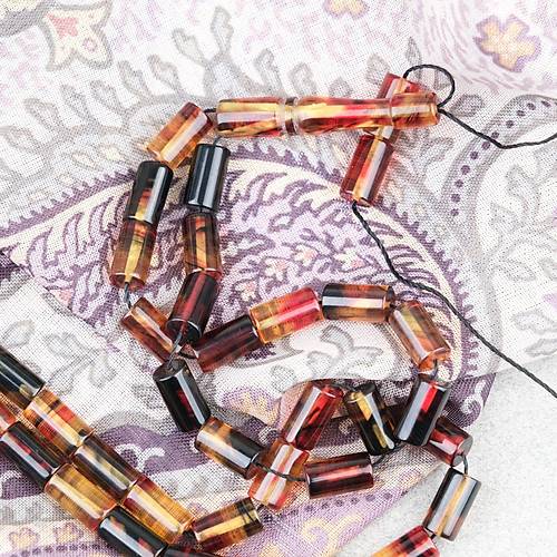 S�kma Kehribar Kesme Kesim 6x10mm Tesbih P�sk�ls�z Sar� K�rm�z�