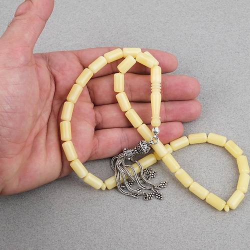 Rus Kaya Damla Kehribar 925ayar G�m�� P�sk�l Yumu�ak Kesme Kesim 7x13mm Tesbih