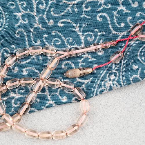 Ate� Kehribar Kaps�l Kesim Sistemli Bilek Boy 5x8mm Tesbih Bej