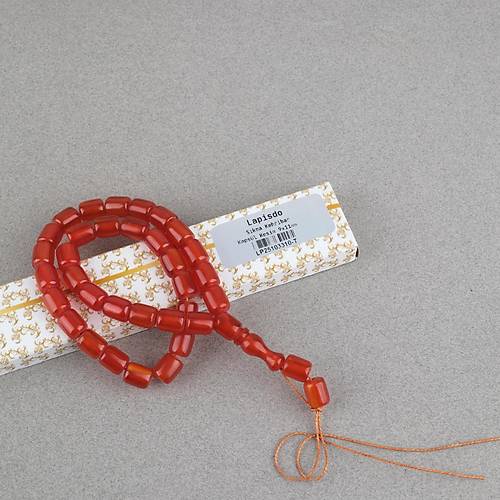 S�kma Kehribar Kaps�l Kesim 9x11mm Tesbih - A��k Kestane P�sk�ls�z