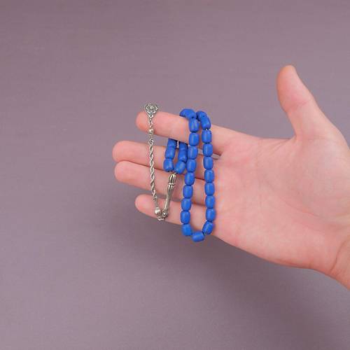 Mavi Havlit Do�al Ta� Kaps�l Kesim 8x11mm Tesbih Kahverengi Ah�ap Kutulu