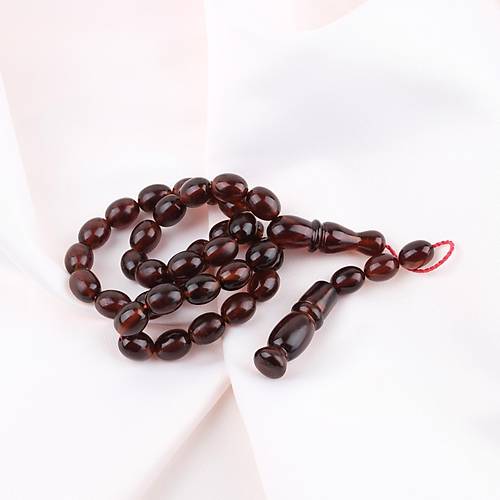 Sumatra Kaya Damla Kehribar Beyzi Kesim 11x14mm Tesbih